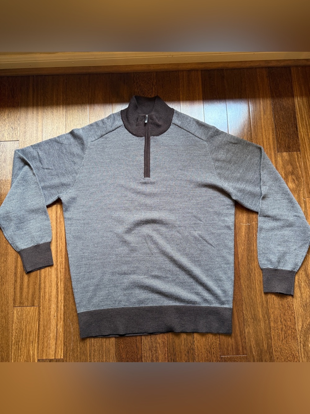 Daniel Cremieux Men's Gray Half-Zip Sweater with Dark Trim Size Large
